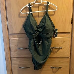 Olive Green One-Piece Swimsuit